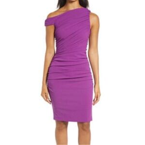 Badgley Mischka “Mark & James” purple Ruched Bodycon Dress